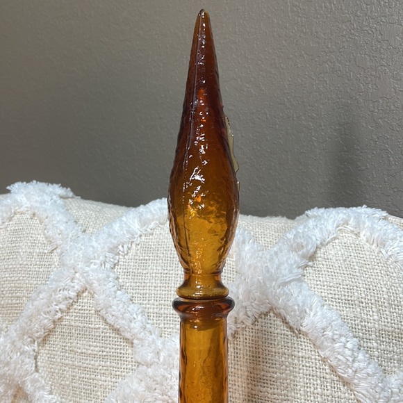 60’s & 70’s Amber Glass Genie Bottle With Stopper MCM - Picture 4 of 12